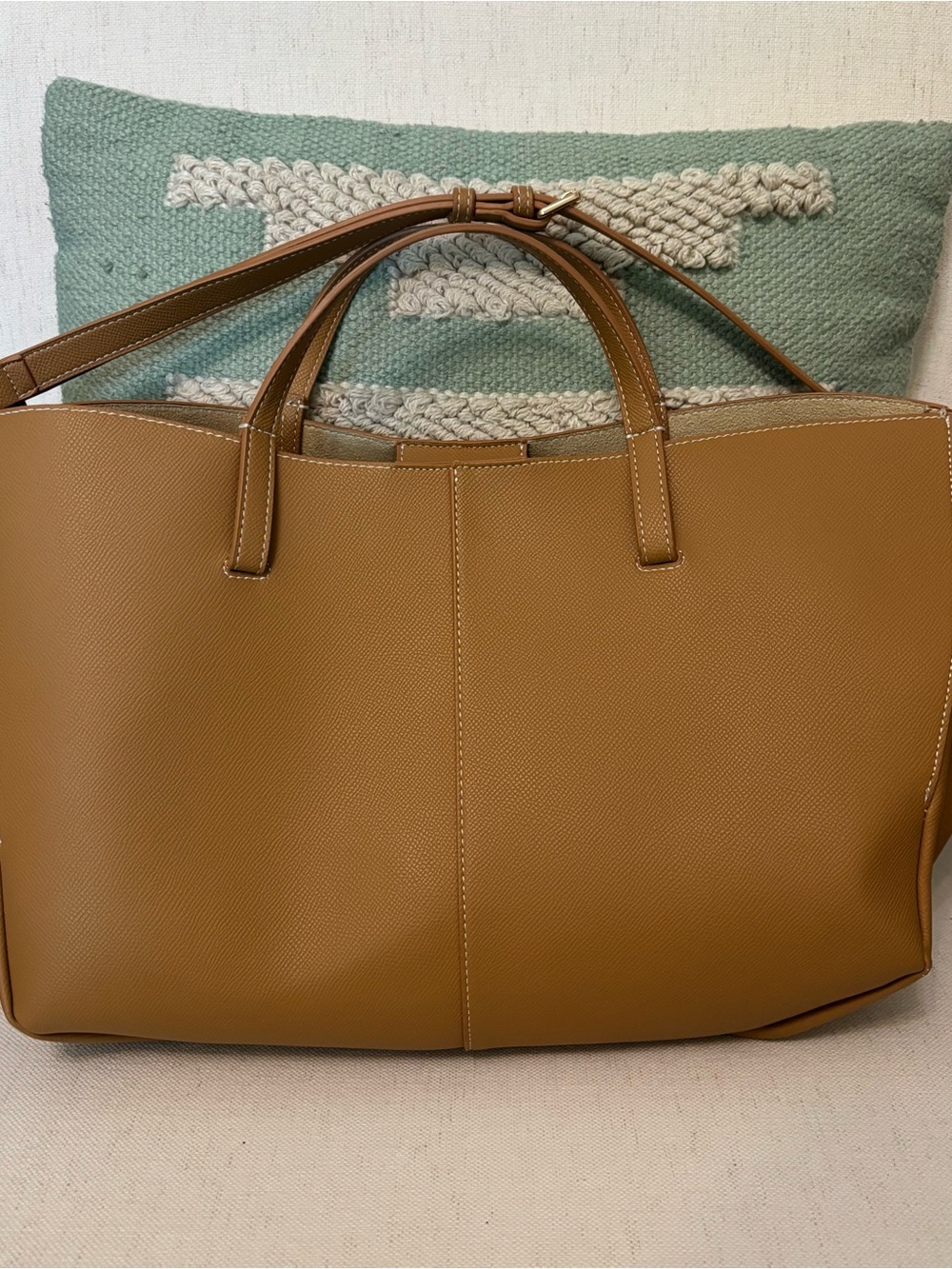 Anthropologie Tan Leather Tote Bag - Picture 5 of 7